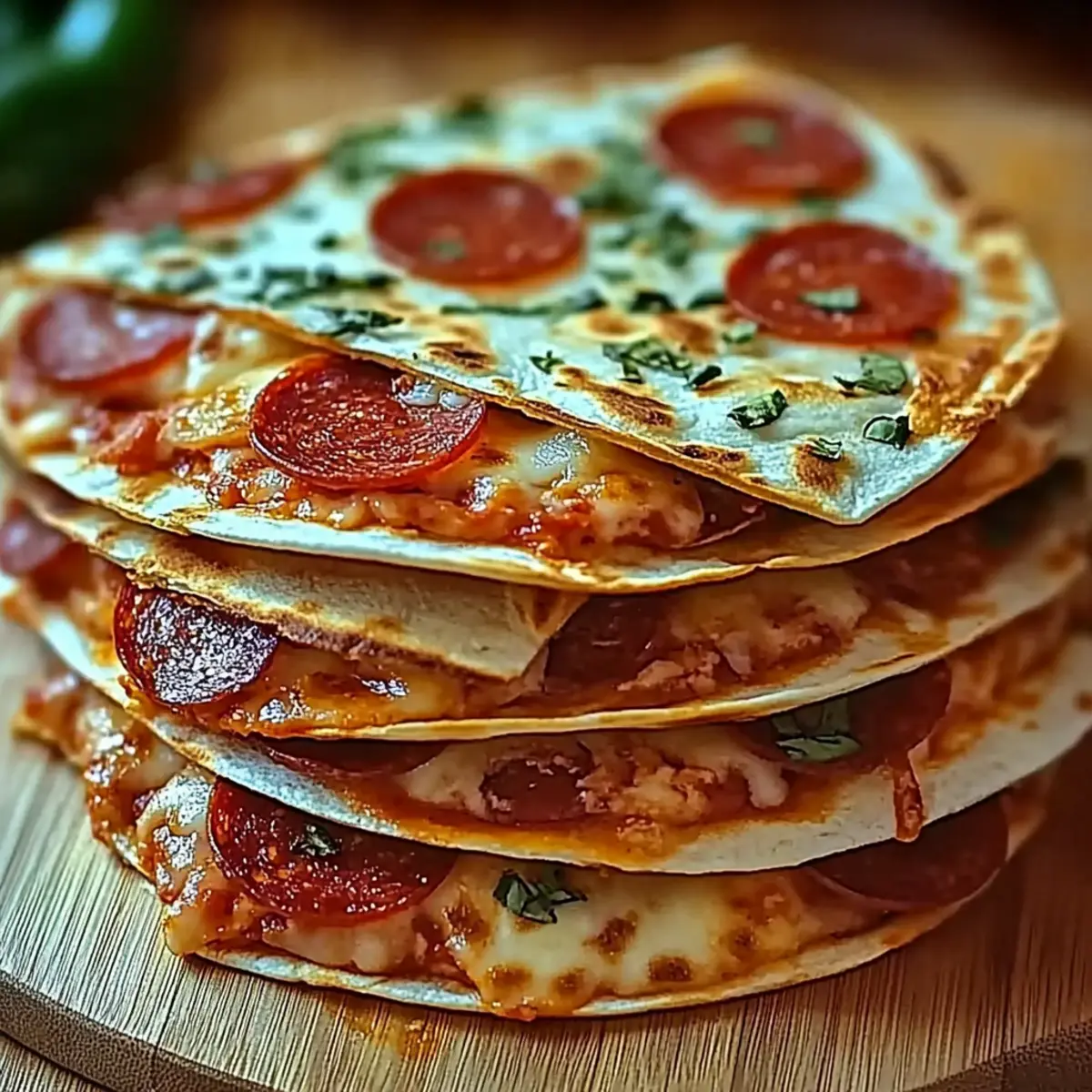 Pizza Quesadillas with Pepperoni