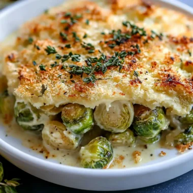 Garlicky Creamy Brussels Sprouts Au Gratin