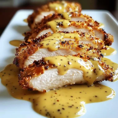 Pretzel Chicken with Mustard-Cheddar Sauce