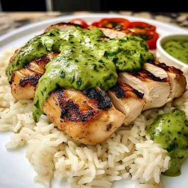 Peruvian Chicken And Rice with Green Sauce