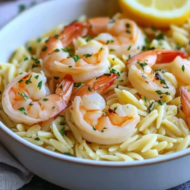 Shrimp Orzo In Lemon Garlic Sauce