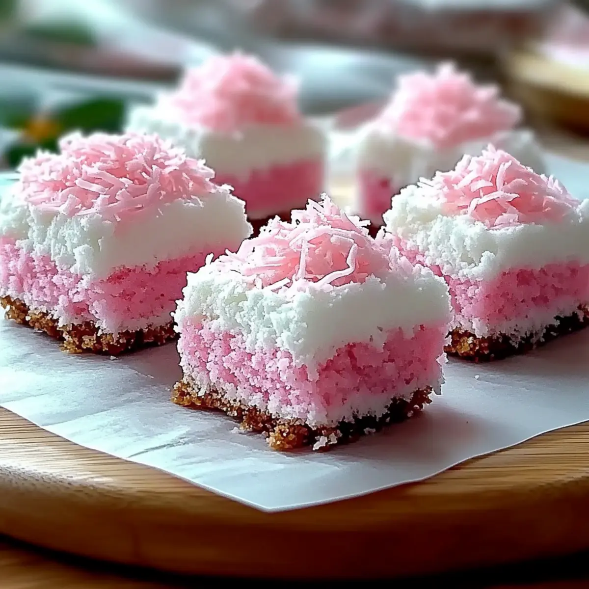 Pink Coconut Snowball Cake Bars