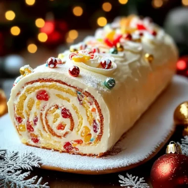 Festive Christmas Vanilla Roll Cake