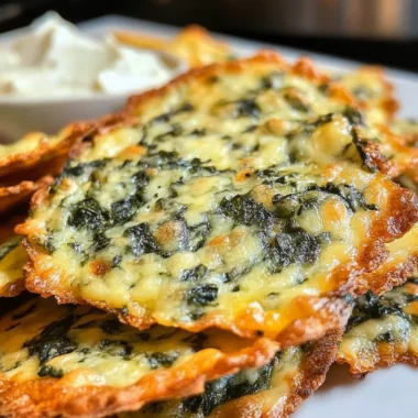 Spinach Dip Cheese Crisps