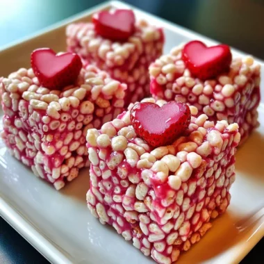 Strawberry Valentine Rice Krispie Treats