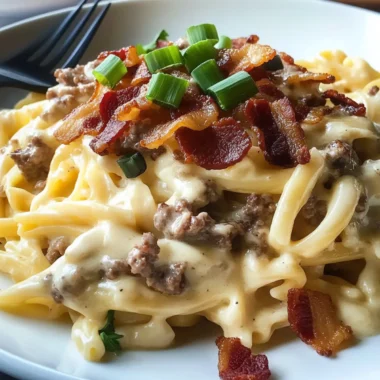 Loaded Bacon Cheeseburger Alfredo Pasta