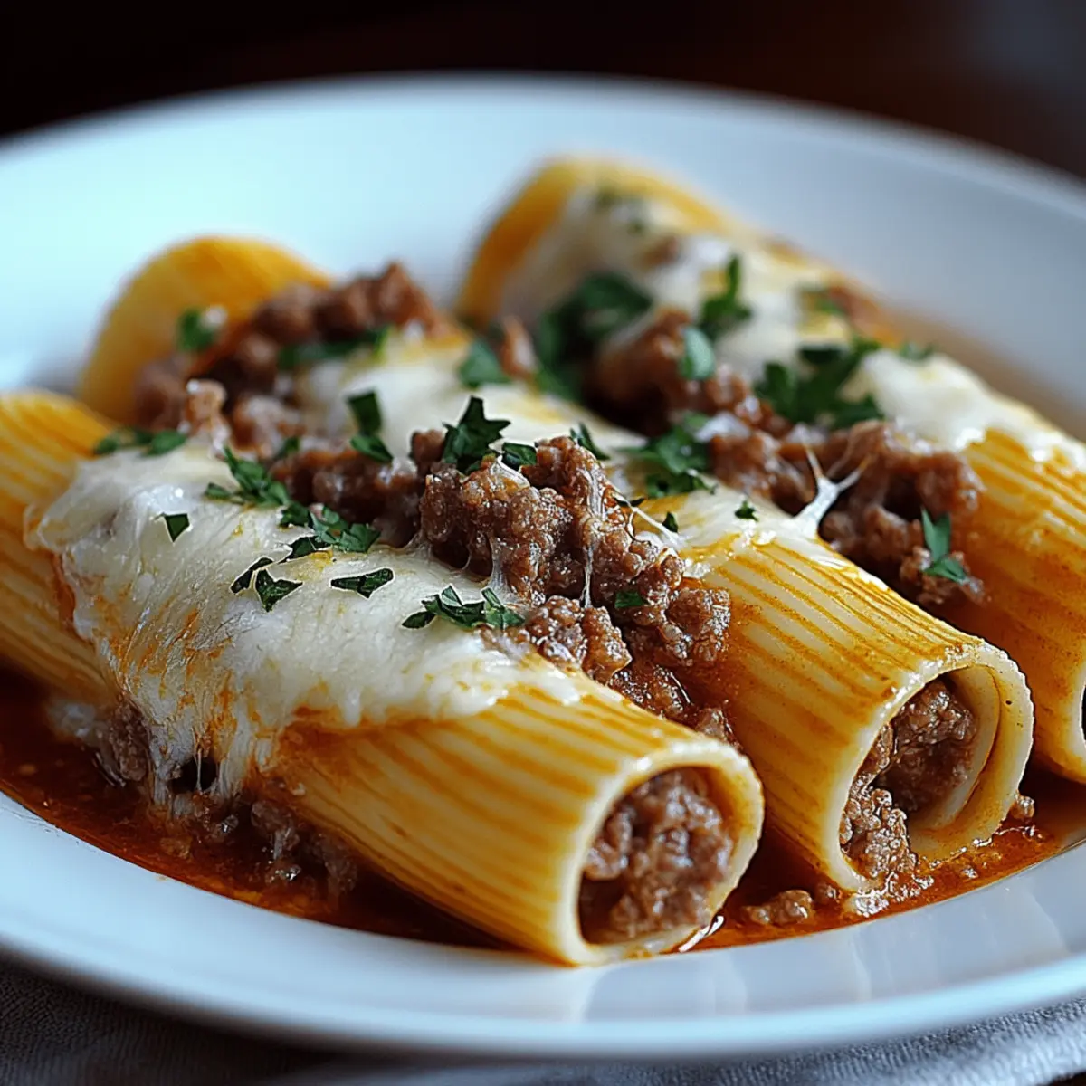 Beef & Cheese Stuffed Pasta Tubes