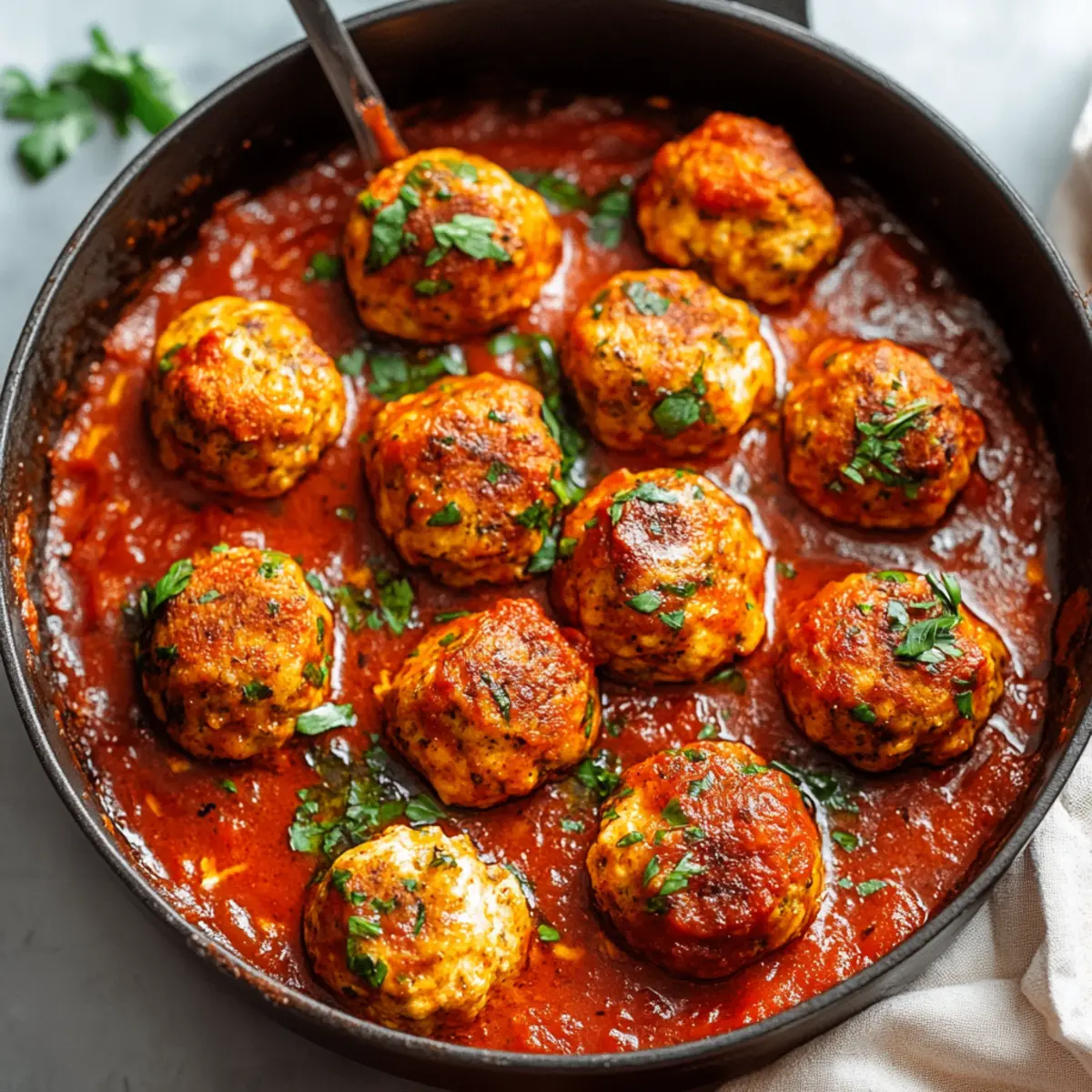 Baked Chicken Meatballs in Tomato Sauce